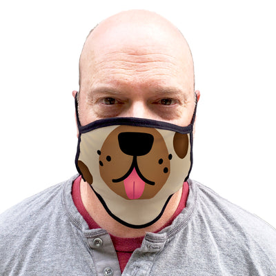 Buttonsmith Cartoon Puppy Face Adult XL Adjustable Face Mask with Filter Pocket - Made in the USA - Buttonsmith Inc.