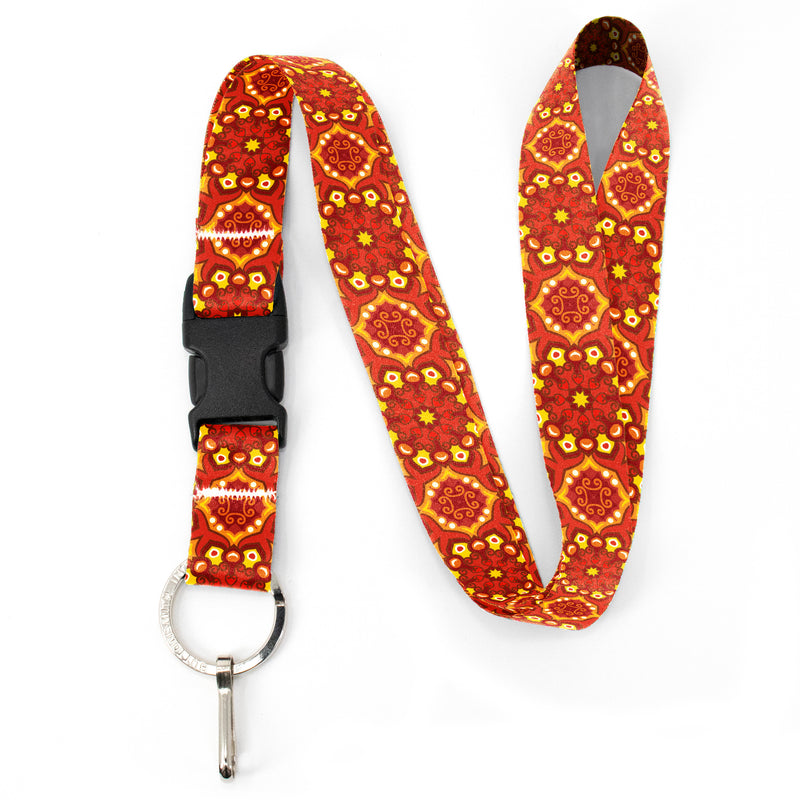 Buttonsmith Orange Moroccan Tiles Premium Lanyard - with Buckle and Flat Ring - Made in the USA - Buttonsmith Inc.