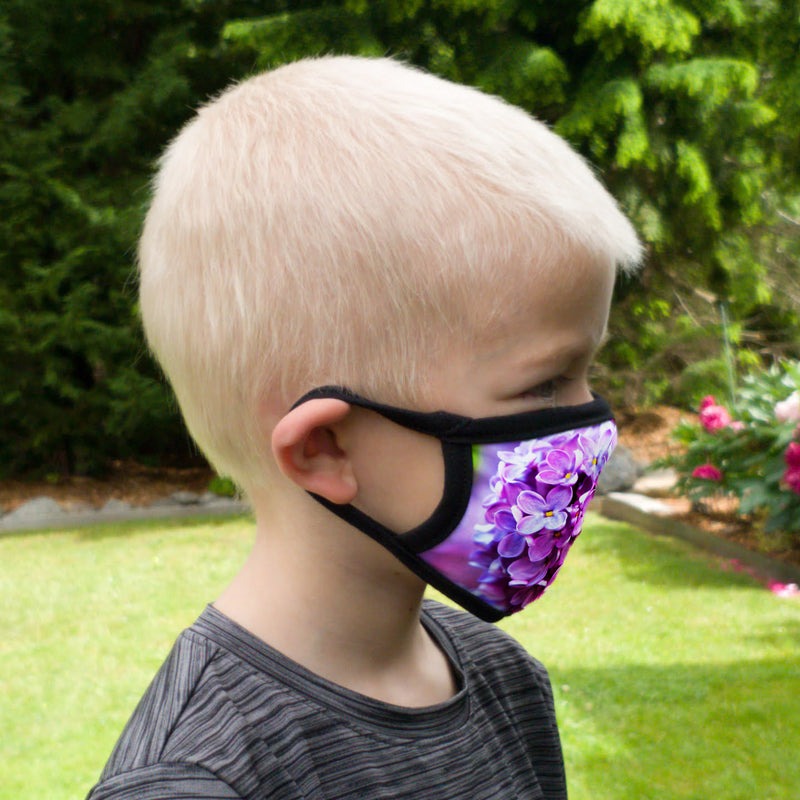 Buttonsmith Lilacs Adult Adjustable Face Mask with Filter Pocket - Made in the USA - Buttonsmith Inc.