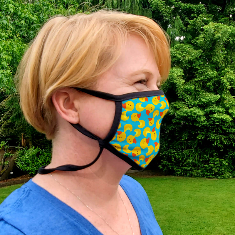Buttonsmith Rubber Ducks Adult Adjustable Face Mask with Filter Pocket - Made in the USA - Buttonsmith Inc.