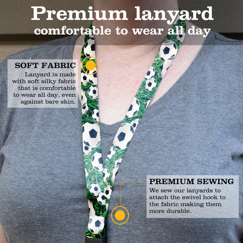 Buttonsmith Soccer Breakaway Lanyard - with Buckle and Flat Ring - Made in the USA - Buttonsmith Inc.