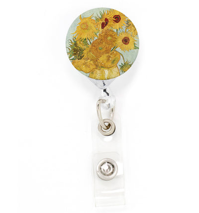Buttonsmith VanGogh Sunflowers Tinker Reel Retractable Badge Reel - Made in the USA - Buttonsmith Inc.