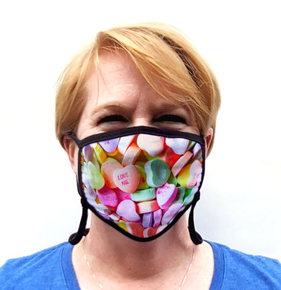 Buttonsmith Convo Hearts Youth Adjustable Face Mask with Filter Pocket - Made in the USA - Buttonsmith Inc.