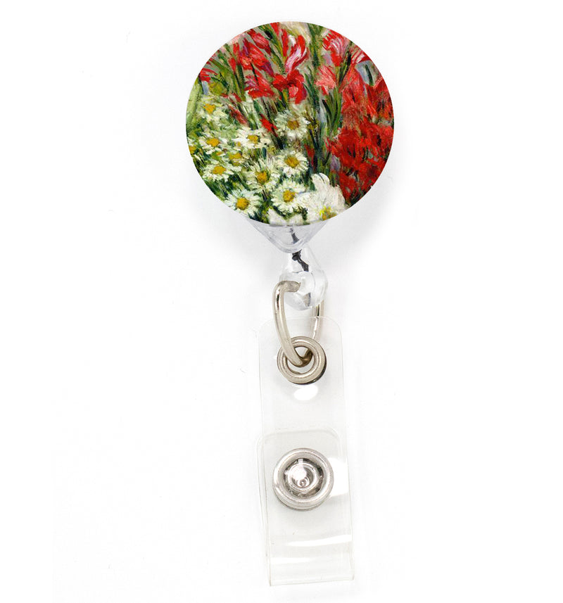 Buttonsmith Monet Gladiolas Tinker Reel Retractable Badge Reel - Made in the USA - Buttonsmith Inc.