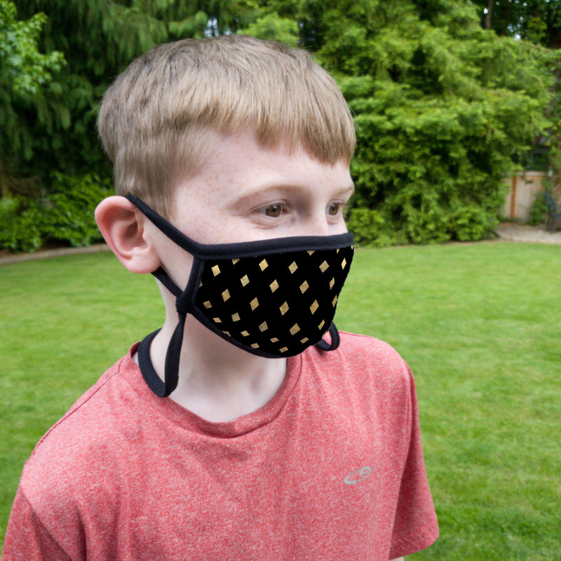 Buttonsmith Diamonds Youth Adjustable Face Mask with Filter Pocket - Made in the USA - Buttonsmith Inc.