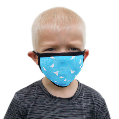 Buttonsmith Paper Airplanes Child Face Mask with Filter Pocket - Made in the USA - Buttonsmith Inc.