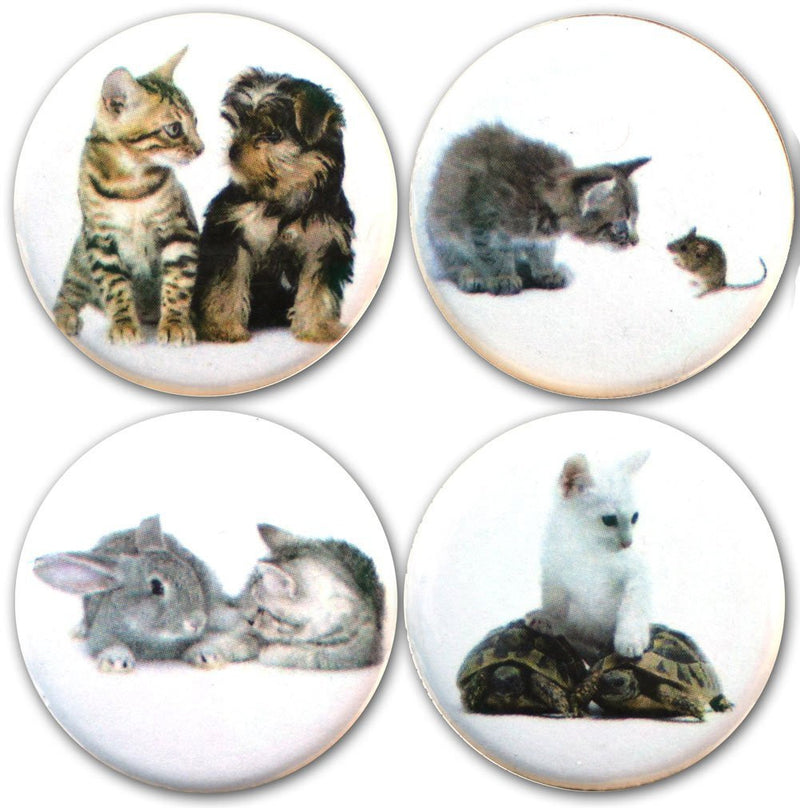 Buttonsmith® 1.25" Kittens and Friends Refrigerator Magnets - Set of 4 - Buttonsmith Inc.