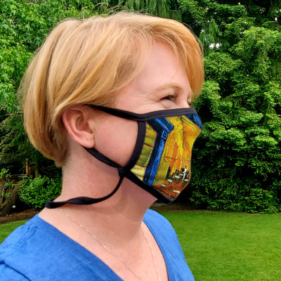 Buttonsmith Van Gogh Cafe Terrace Adult Adjustable Face Mask with Filter Pocket - Made in the USA - Buttonsmith Inc.