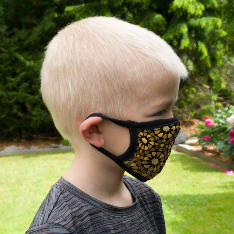 Buttonsmith Old Gold Stars Youth Adjustable Face Mask with Filter Pocket - Made in the USA - Buttonsmith Inc.
