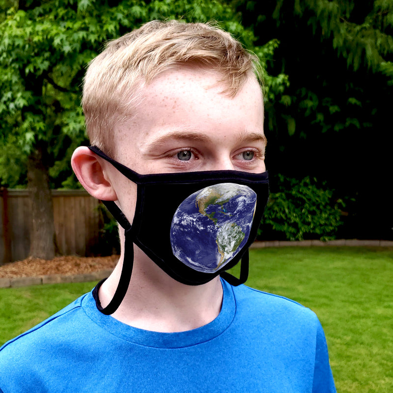 Buttonsmith Earth Youth Adjustable Face Mask with Filter Pocket - Made in the USA - Buttonsmith Inc.