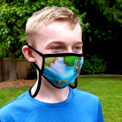 Buttonsmith Lagoon Youth Adjustable Face Mask with Filter Pocket - Made in the USA - Buttonsmith Inc.