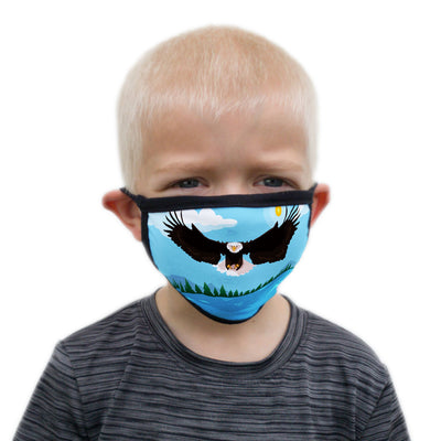 Buttonsmith Eagle Flying Child Face Mask with Filter Pocket - Made in the USA - Buttonsmith Inc.