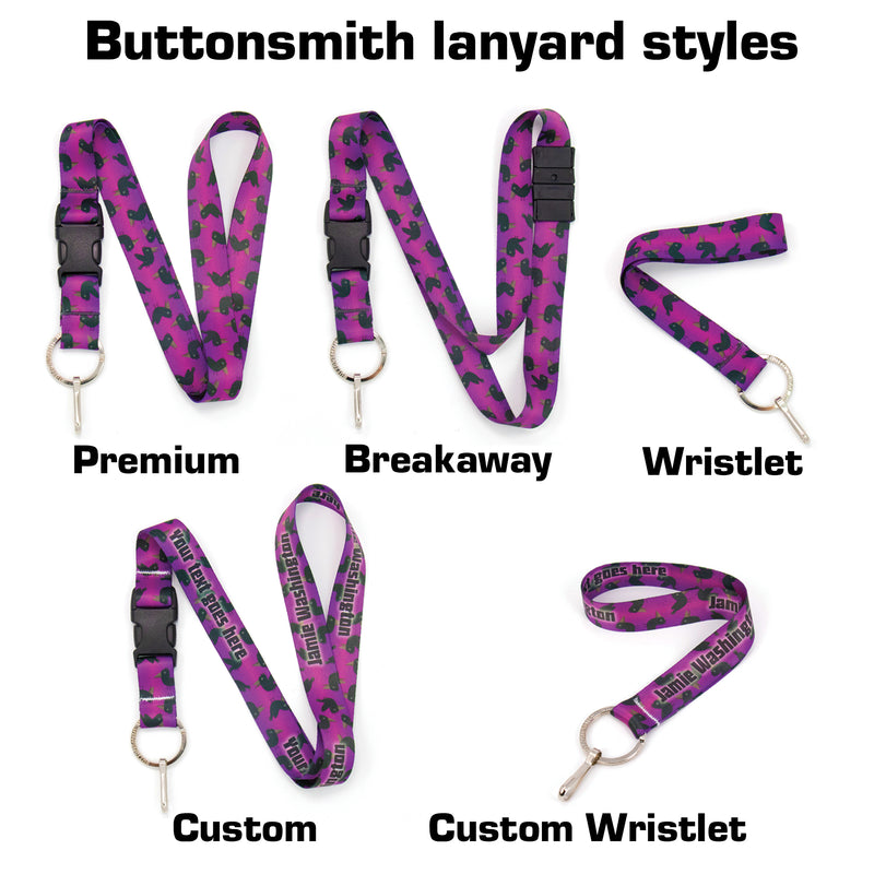 Buttonsmith Purple Crows Halloween Breakaway Lanyard - Made in USA - Buttonsmith Inc.