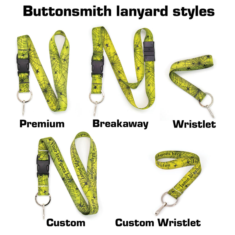 Buttonsmith Spider Web Halloween Premium Lanyard - Made in USA - Buttonsmith Inc.