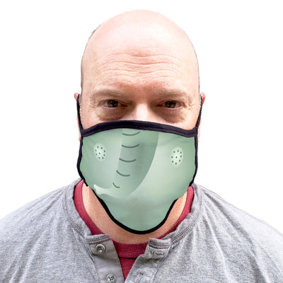 Buttonsmith Cartoon Elephant Face Adult XL Adjustable Face Mask with Filter Pocket - Made in the USA - Buttonsmith Inc.