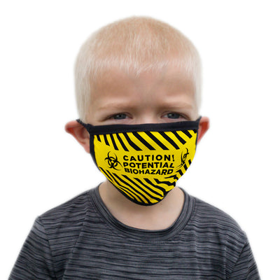 Buttonsmith Caution Tape Child Face Mask with Filter Pocket - Made in the USA - Buttonsmith Inc.