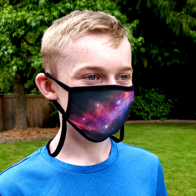Buttonsmith Milky Way Youth Adjustable Face Mask with Filter Pocket - Made in the USA - Buttonsmith Inc.