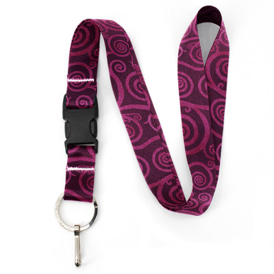 Buttonsmith Ruby Swirls Premium Lanyard - with Buckle and Flat Ring - Made in the USA - Buttonsmith Inc.