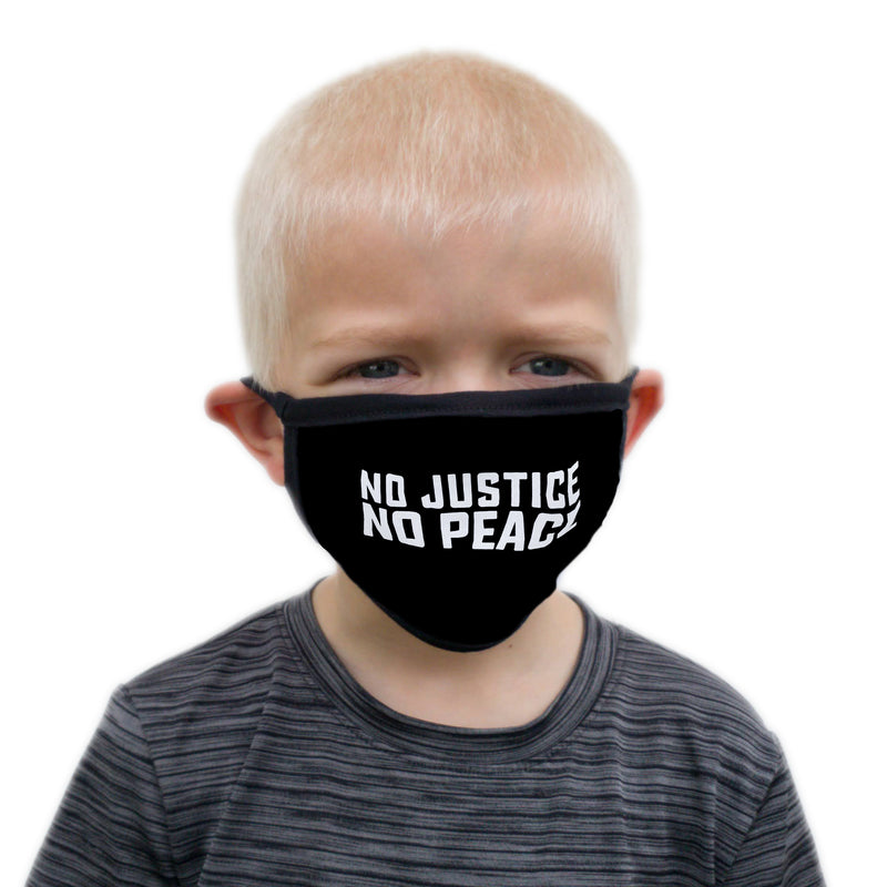 Buttonsmith No Justice No Peace Child Face Mask with Filter Pocket - Made in the USA - Buttonsmith Inc.