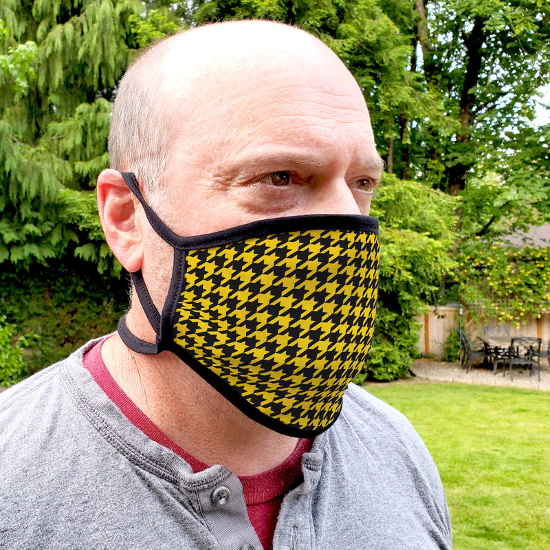 Buttonsmith Houndstooth Youth Adjustable Face Mask with Filter Pocket - Made in the USA - Buttonsmith Inc.