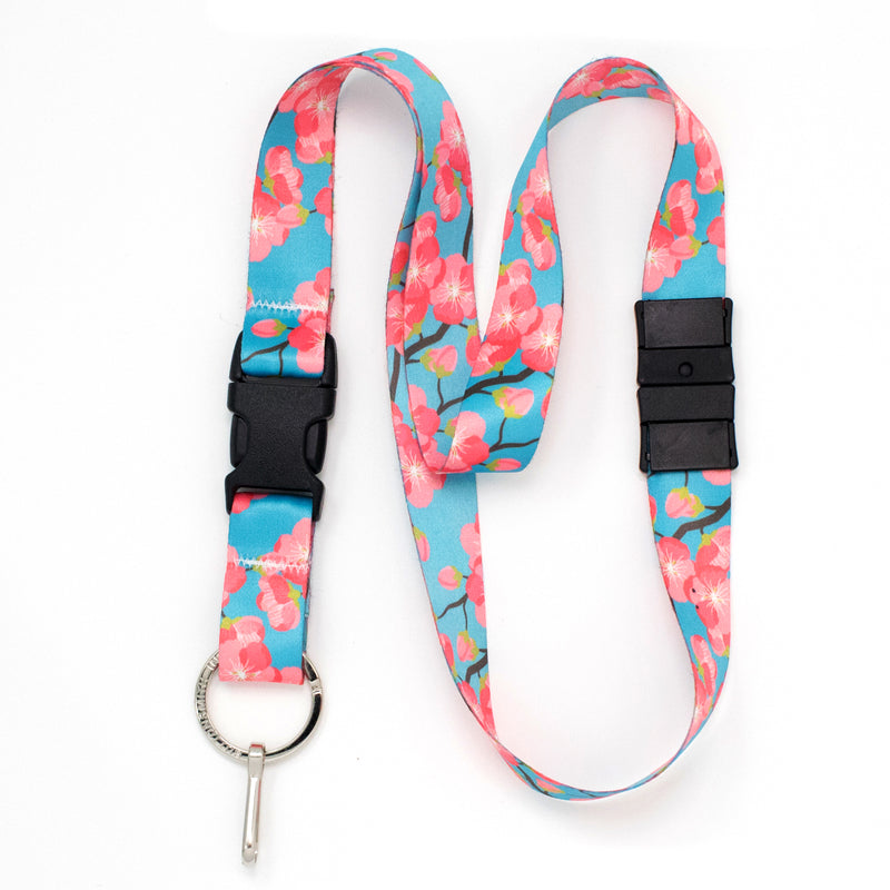 Buttonsmith Cheery Cherry Blossoms Breakaway Lanyard - Made in USA - Buttonsmith Inc.