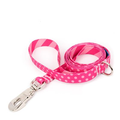 Buttonsmith Pink Dots Dog Leash Fadeproof Made in USA - Buttonsmith Inc.