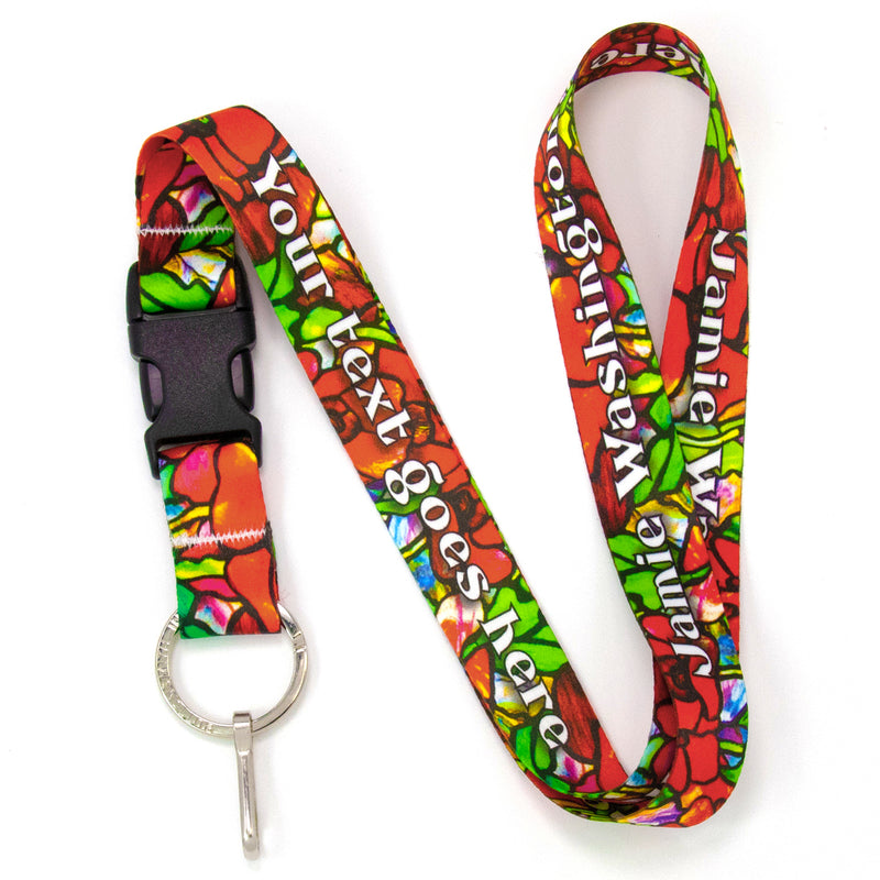 Buttonsmith Tiffany Poppies Custom Lanyard Made in USA - Buttonsmith Inc.