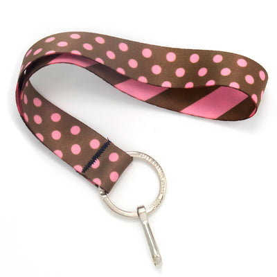 Buttonsmith Cocoa Pink Dots Wristlet Lanyard Made in USA - Buttonsmith Inc.