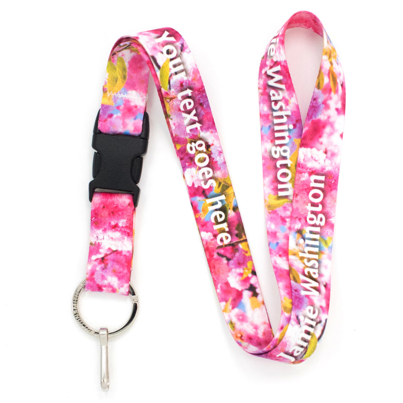 Buttonsmith Cherry Blossoms Photo Custom Lanyard - Made in USA - Buttonsmith Inc.