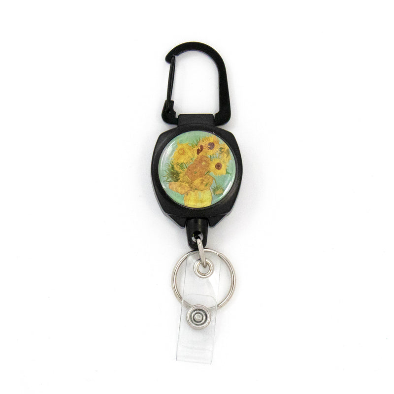 Buttonsmith® Van Gogh Sunflowers Heavy Duty Sidekick Badge Reel - Made in USA - Buttonsmith Inc.