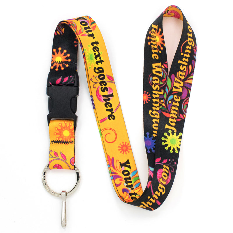 Buttonsmith Bright Floral Custom Lanyard - Made in USA - Buttonsmith Inc.
