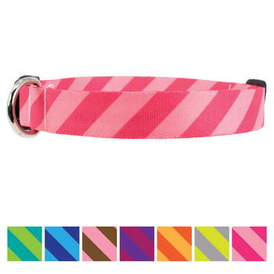 Buttonsmith Pink Stripes Dog Collar - Made in USA - Buttonsmith Inc.