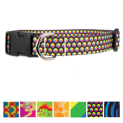 Buttonsmith Rainbow Hexes Dog Collar - Made in USA - Buttonsmith Inc.