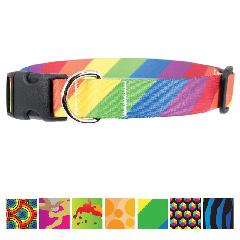 Buttonsmith Rainbow Flag Dog Collar - Made in USA - Buttonsmith Inc.