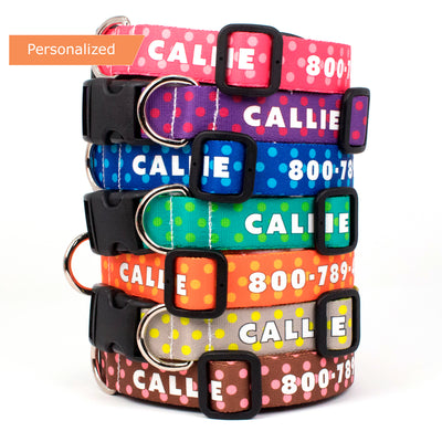 Custom Personalized Dog Collars - Dots Designs - Made in USA - Buttonsmith Inc.