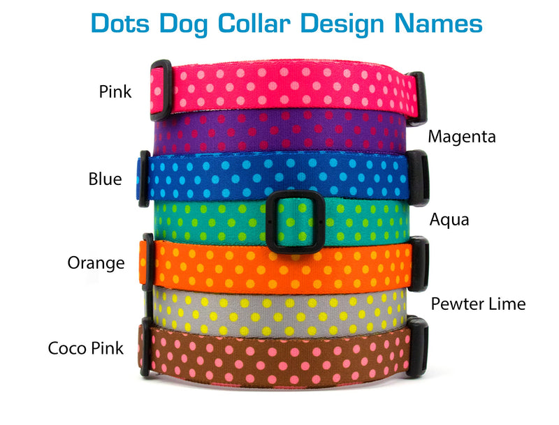 Buttonsmith Cocoa Pink Dots Dog Collar - Made in USA - Buttonsmith Inc.