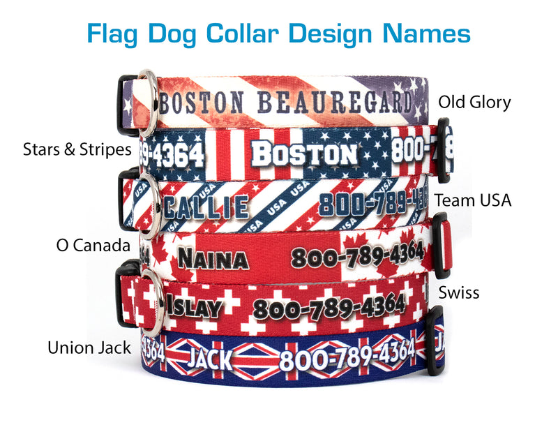 Custom Personalized Dog Collars - Flag Designs - Made in USA - Buttonsmith Inc.