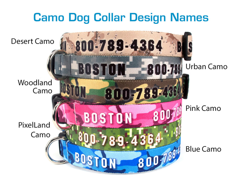 Custom Personalized Dog Collars - Camo Designs - Made in USA - Buttonsmith Inc.