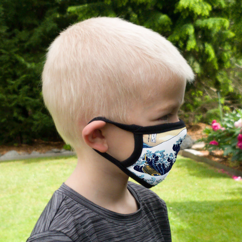 Buttonsmith Hokusai Great Wave Child Face Mask with Filter Pocket - Made in the USA - Buttonsmith Inc.