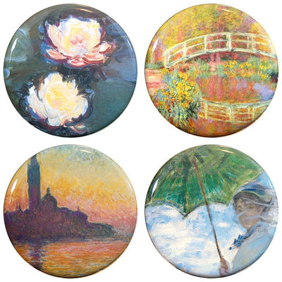 Buttonsmith® 1.25" Monet Water Lilies Refrigerator Magnets - Set of 4 - Buttonsmith Inc.