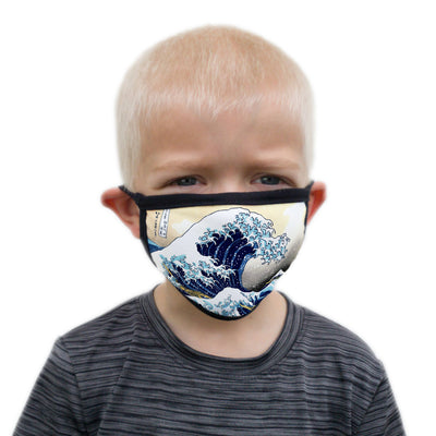 Buttonsmith Hokusai Great Wave Child Face Mask with Filter Pocket - Made in the USA - Buttonsmith Inc.