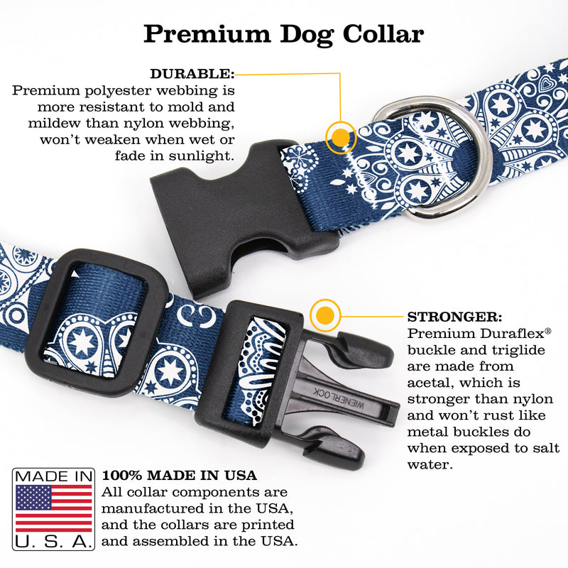 Buttonsmith Denim Lace Dog Collar - Made in the USA - Buttonsmith Inc.