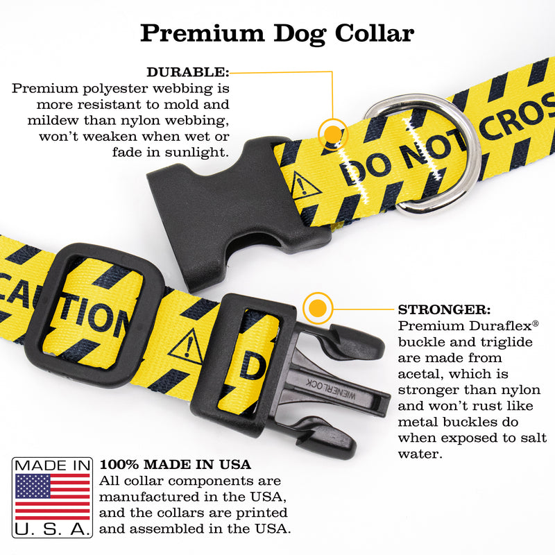 Buttonsmith Caution Dog Collar - Made in the USA - Buttonsmith Inc.