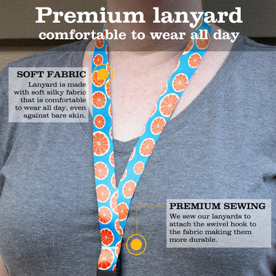 Buttonsmith Tangerine Dreams Premium Lanyard - with Buckle and Flat Ring - Made in the USA - Buttonsmith Inc.