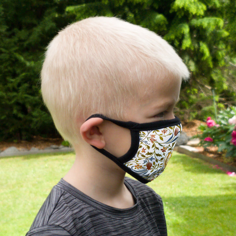 Buttonsmith William Morris Flora Child Face Mask with Filter Pocket - Made in the USA - Buttonsmith Inc.