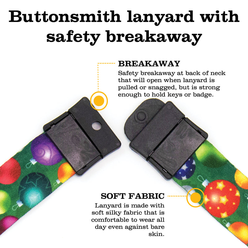 Buttonsmith Christmas Ornaments Breakaway Lanyard - with Buckle and Flat Ring - Made in the USA - Buttonsmith Inc.