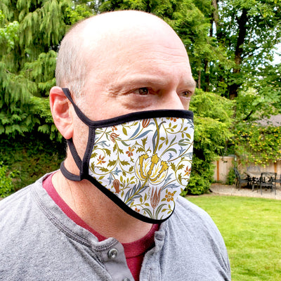 Buttonsmith William Morris Flora Adult XL Adjustable Face Mask with Filter Pocket - Made in the USA - Buttonsmith Inc.