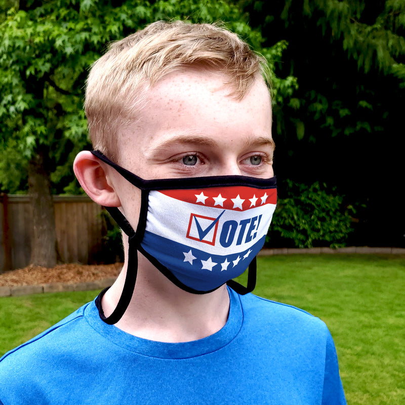 Buttonsmith Vote Child Face Mask with Filter Pocket - Made in the USA - Buttonsmith Inc.