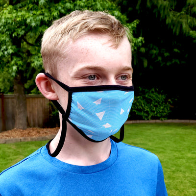 Buttonsmith Paper Airplanes Adult XL Adjustable Face Mask with Filter Pocket - Made in the USA - Buttonsmith Inc.