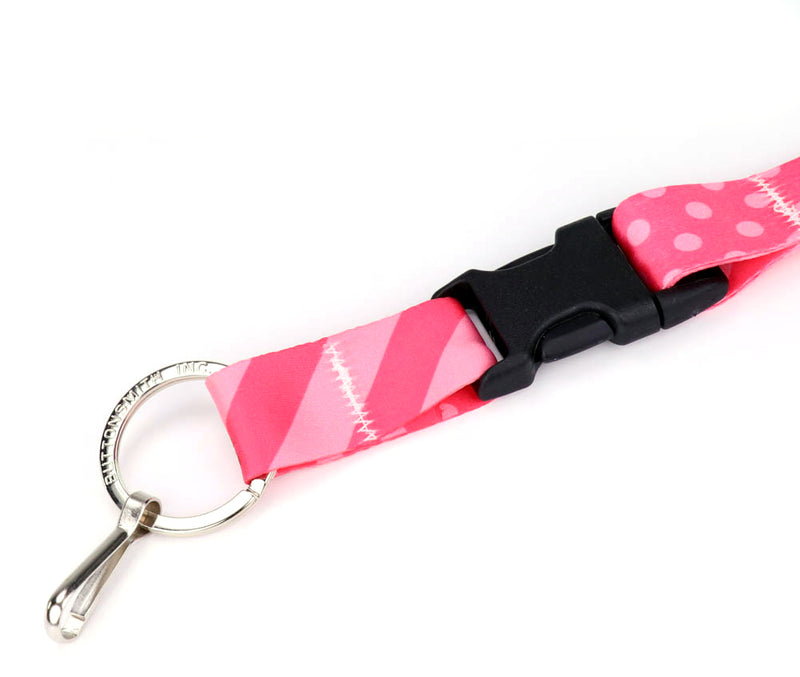 Buttonsmith Pink Dots Breakaway Lanyard - Made in USA - Buttonsmith Inc.